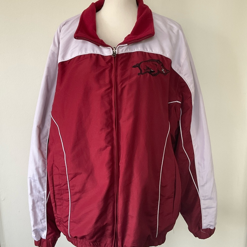 Vintage ‘90’s Reversible Arkansas Razorback Official Jacket Fleece Red XXL